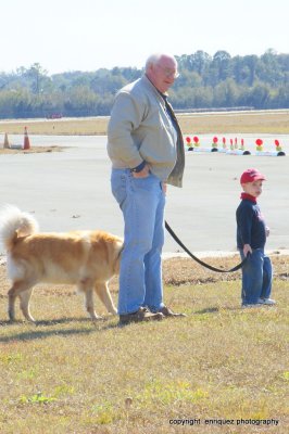 KENNY DOWNS, GRANDSON AND  COMPANION VISIT AIRPORT