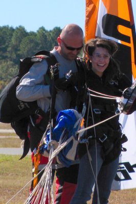 happy skydivers