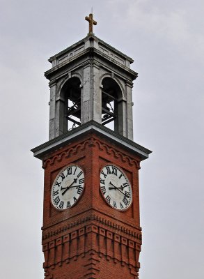 The clock tower at St. Aloysius