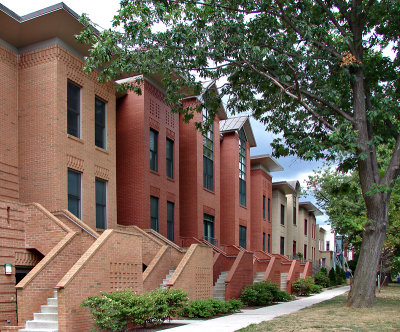 A row of modern-day row houses