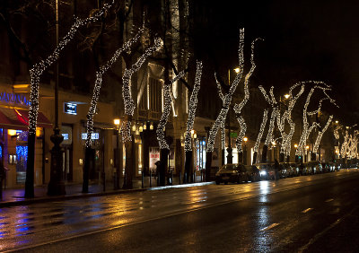 Festive street on Christmas