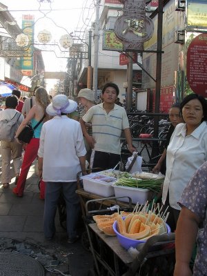 Beijing shopping street - melon sellers