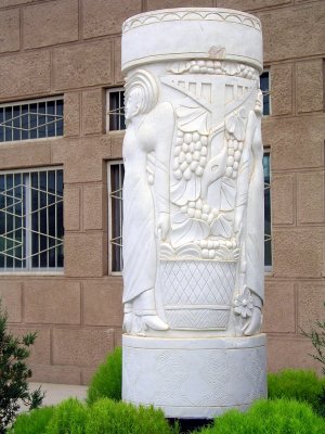 Turfan - carved column near mosque
