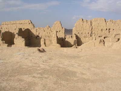 Jiaohe ruins highlighted by sun