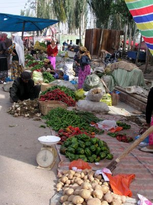 Kashgar Sunday Market - produce sellers