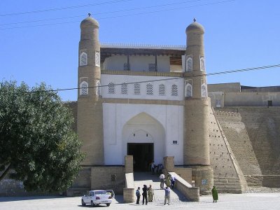 Bukhara - entrance to the Ark Fortress, dating to the 4th Century BC - once housed 30,000 people
