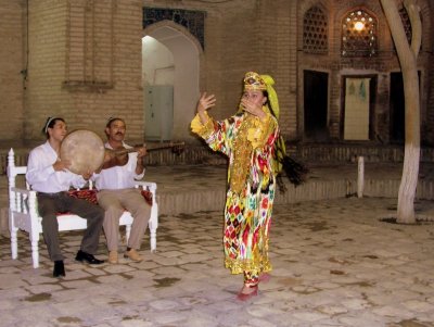 Bukhara - entertainment at outdoor restaurant