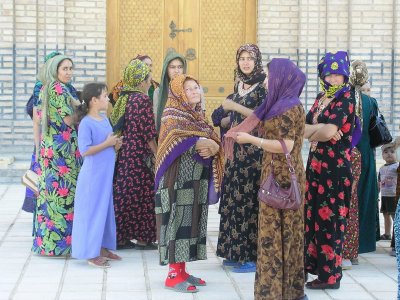 Mary, Turkmenistan - Muslim women waiting to enter mosque