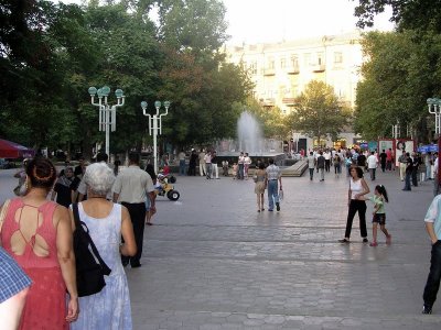 Downtown Baku - pedestrian area with shops & cafes