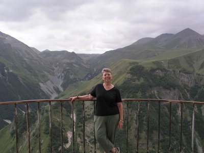 Northern Georgia - Caucasus Mountains - Liz, at photo stop