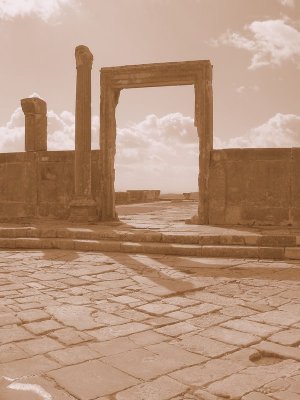 Dougga - Dar el-Achab doorway (sepia)