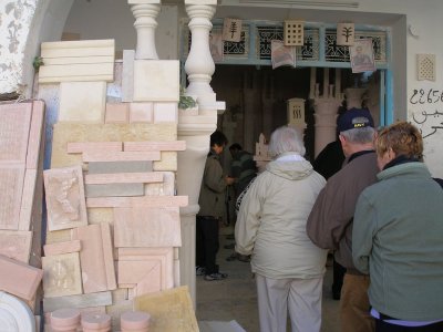 Nabeul - famous for pottery & stone carving. Visit to stone cutter's shop (Dar Chaban)