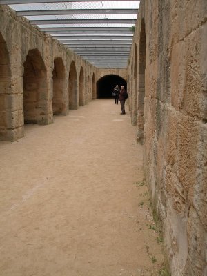 El Djem - Roman amphitheatre - underground cells for prisoners and/or lions