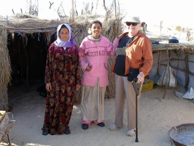 Louise with two young Berber women