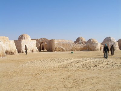 Star Wars set, in the desert at Lariguett