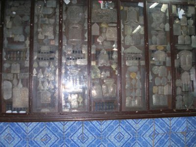 La Ghriba Synagogue interior - glass case holding covenant