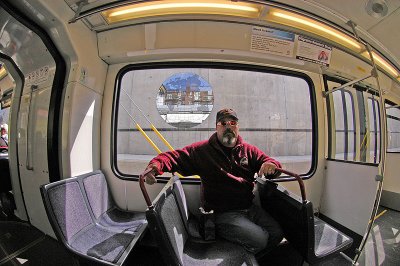Steve on the train