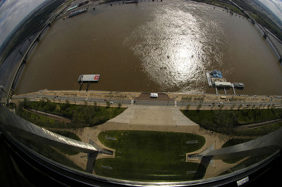 view from Arch over Mississippi River