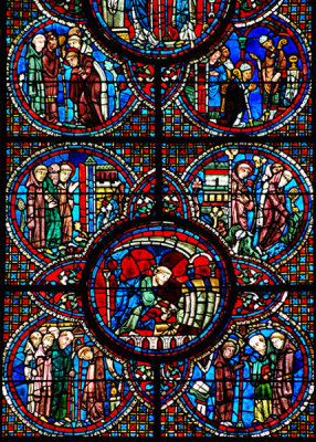 Chartres Clerical Scenes in Stained Glass