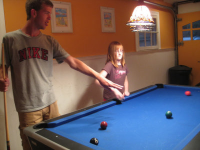 Max giving Aurora some pool pointers - or was it the other way round?