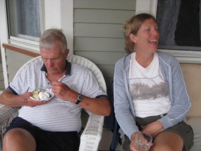 Birthday boy concentrates on his ice cream