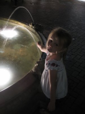 Liana loved playing in the fountain