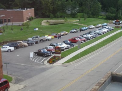 View of the parking lot from the top floor