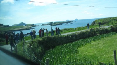 Tourists viewing the Skelligs