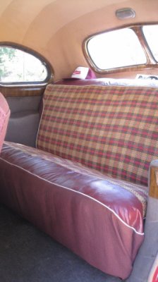 The upholstery is original, so we put vintage seat covers on it.