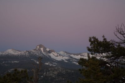 Sunset illuminates distant peaks