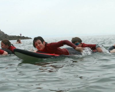 Rhys surfing Back