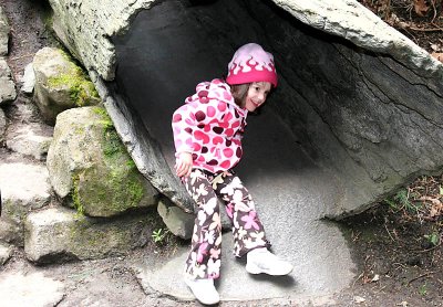 Evie in the big log slide