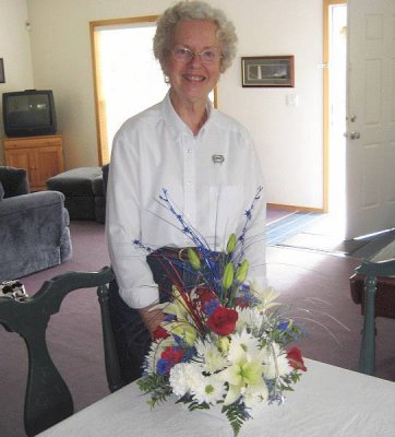 Great Grandma Joanne with WYDAHO birthday bouquet