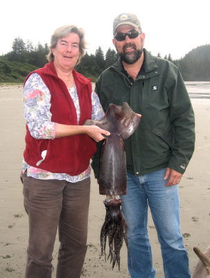 Caro and Tim with Squid