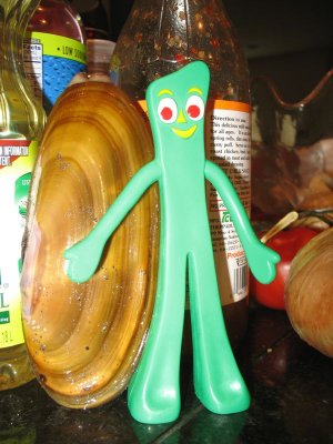 Gumby and clam try to decide who is taller