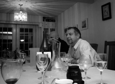 Markus and empty wine glasses