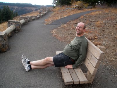 short bench at the overlook
