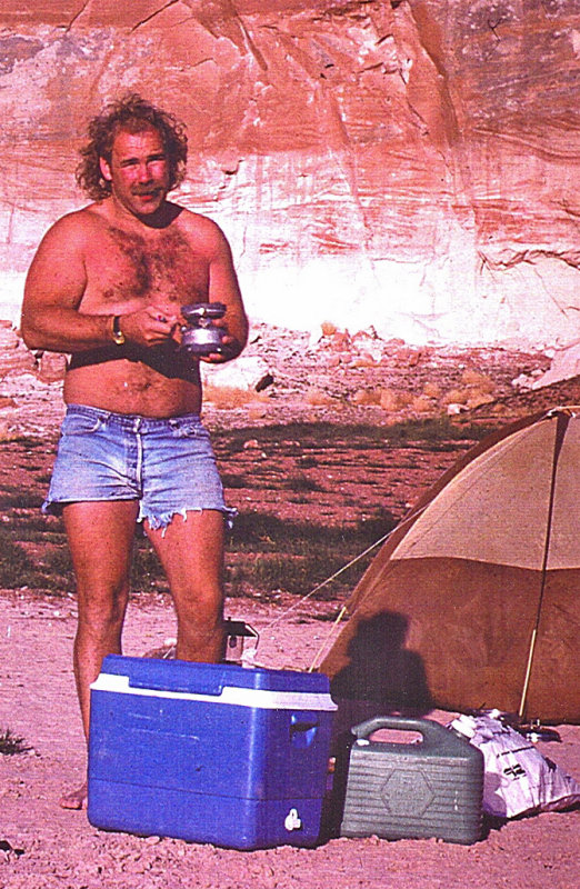 Pumping Up Coleman Muti-fuel Peak 1 Stove, Lake Powell, 1991