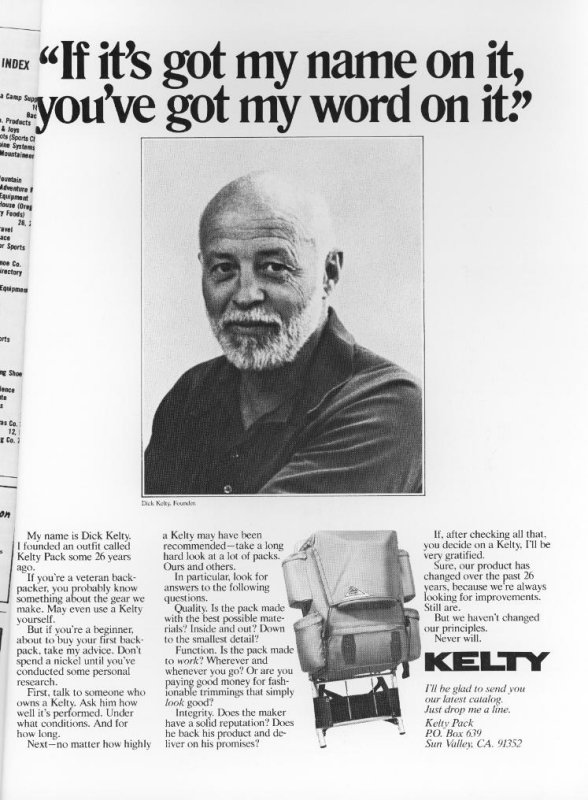 Dick Kelty ( Mid 70s Backpacker Ad )