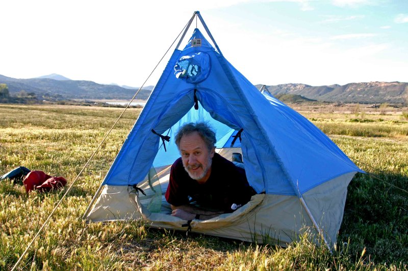 Carl In HIs 1972 Sierra Designs  Wilderness Tent 