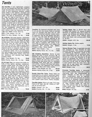  REI Tents From 1972 Catalog