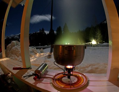 Making Dinner With  MSR Firefly Stove  Under A Full Moon
