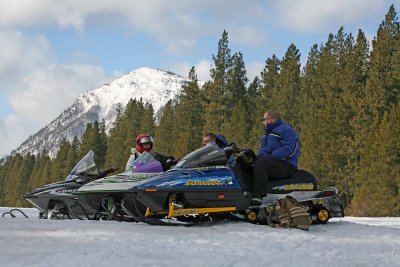 Local  Snowmobilers Stop By To Take Break And Check Out Action,,