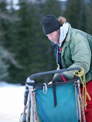 Mark Stamm Re-Packing His Sled For Final Leg