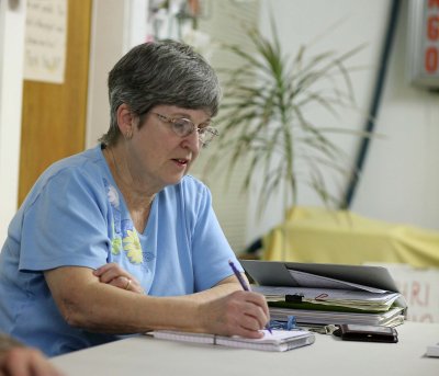 Phyllis Griffith Takes Notes  At Monthly Meeting ( Third Wedsday Of Each Month )