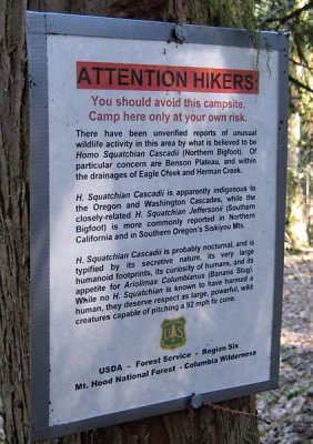USFS Bigfoot Warning !!!! 