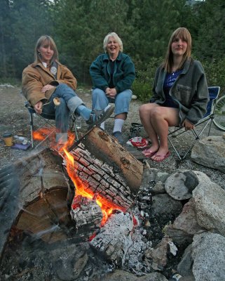 Sis, Barbie, Mom Jan And Niece Hannah , Around Campfire
