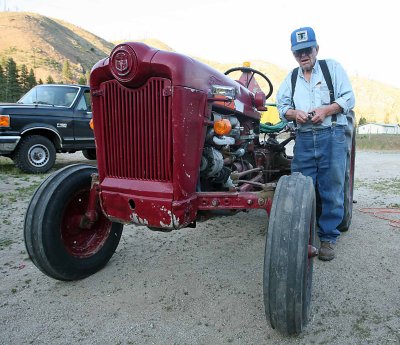 OLd Time Local  Grant Roundy  With HIs 1953 Ford Tractor