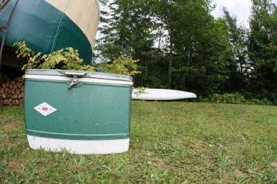 My Vintage Coleman Coolor Matches Yurt And Old Easy Rider Canoe!!