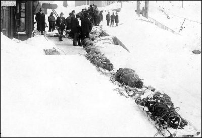 Bringing THe Bodies Back After Killer Avalanche, March, 1910